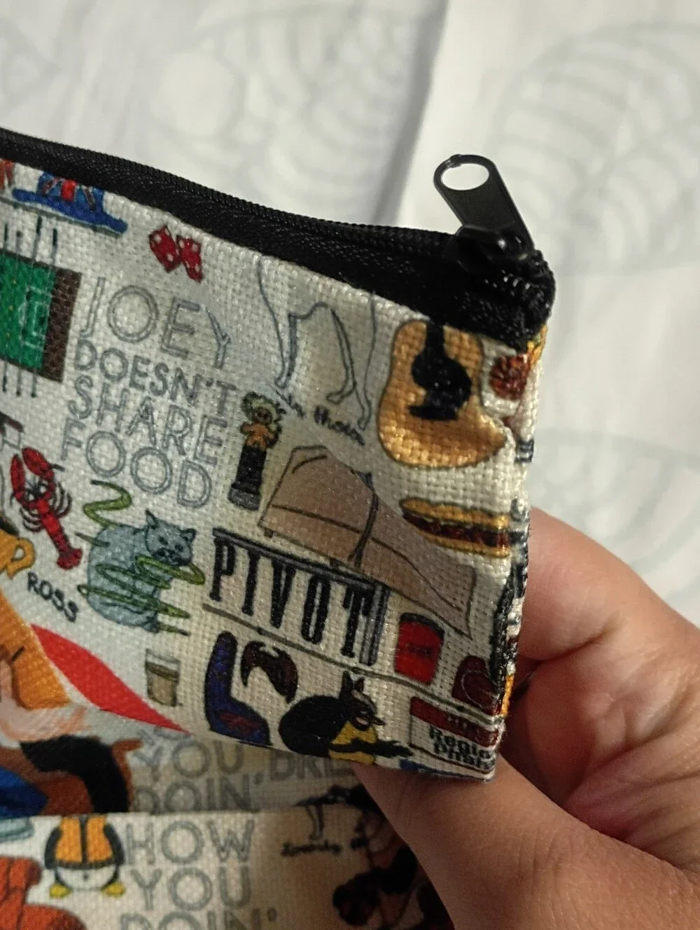 FRIENDS Canvas Cosmetic Pouch - White with Multicolor Graphics